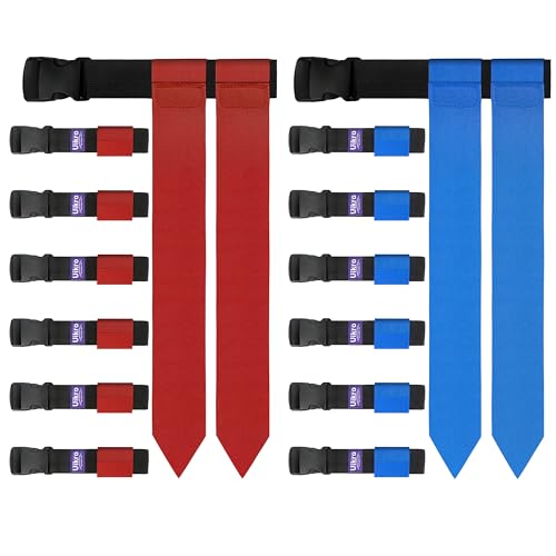 Flag Football Belts, 14 Player Adjustable Flag Football Sets for Sports Training Competition - color: Red & Blue, 14 Player, 28 Flags