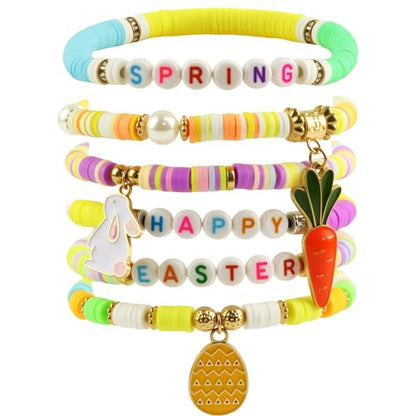 OHOME Easter Basket Stuffers for Teens - 6 Pack Bracelets for Women -Bunny Egg Gifts for Adults Kids Girls - Easter Dresses Outfit Shirts | Bunny Egg Fillers Decorations Decor Party Supplies - style: Easter