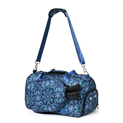 Boulder Bee Pickleball Bags, Premium Pickleball Tote Bag for Girls, Women’s Hand/Shoulder Gym Bag w Water Bottle Holder, with Pickleball Racquet/Paddle Holder - color: Duffel Bag-Blue
