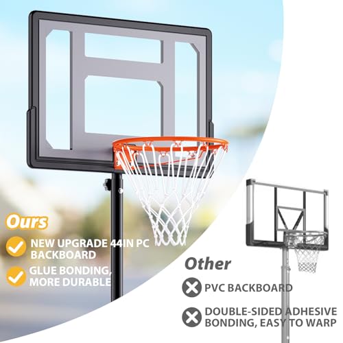 AWII SPORT Basketball Hoop Outdoor Adjustable Height 5.5-7.5FT, Portable Basketball Hoop Goals System with 32 Inch Shatterproof Backboard for Kids Youth Play in Backyard/Courts/Outdoor