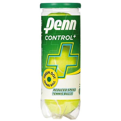 Penn Control Plus Tennis Balls - Youth Felt Green Dot Tennis Balls for Beginners, 12 Cans, 36 Balls