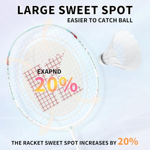 Badminton Racket Set of 2, Carbon Shaft Aluminum Frame Badminton Rackets for Outdoor Backyards Games, Badminton Racquets Set with 2 Overgrips and 1 Bag