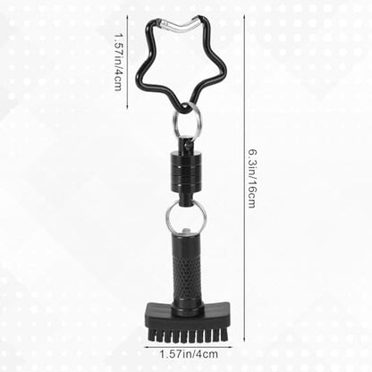 Penitue Mini Golf Club Brush, Portable Golf Brush Tool for Effective Cleaning with Retractable Quick-Release & Magnet Clip for Pants Bags Bristles Brushes and Groove Cleaner in One