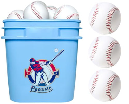 Youth 12U Soft Leather Baseballs - 24 Count Practice & Game Balls, Official Size & Weight, Durable Baseball Bucket with Carry Handle for Team Training & Recreational Use