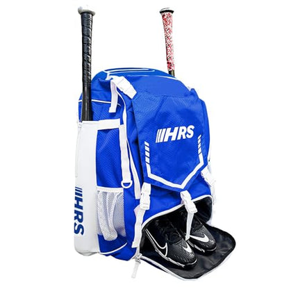 Hit Run Steal Bat Bag Backpack, Holds 4 Bats, Gloves, Helmet, and Cleats, Royal Blue