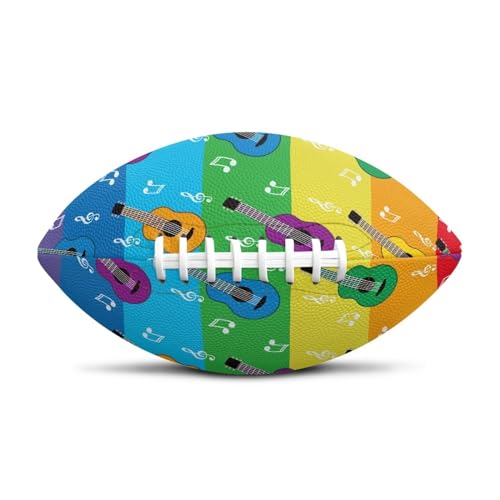SYtrade Recreational Football Game Footballs PU Composite Leather Footballs for Training Indoor Outdoor - color: Guitar Music Rainbow Stripe