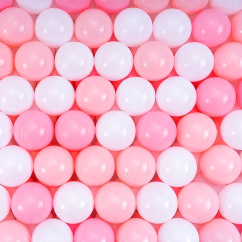 Ball Pit Balls for Toddlers 1-3, 100pcs Crush Proof Plastic Balls for Girls Ball Pit, BPA Free Non-Toxic Play Balls for Baby Pool, Playhouse, Tent, for Dogs & Pets, White, Pink Macaron Colors - color: C_pink, size: 100 pcs