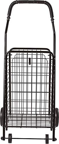 DMI Utility Cart with Wheels to be used for Shopping, Grocery, Laundry and Stair Climber Cart, Weighs 7.5 Pounds but holds up to 90 Pounds, Compact and Foldable, Black