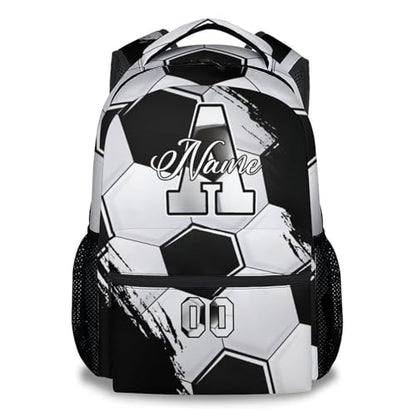 Mercuryelf Backpack for Boys - Custom Name Kids Monogram Soccer Backpacks for Youth Soccer Player/School/Primary with Adjustable Straps - color: Black