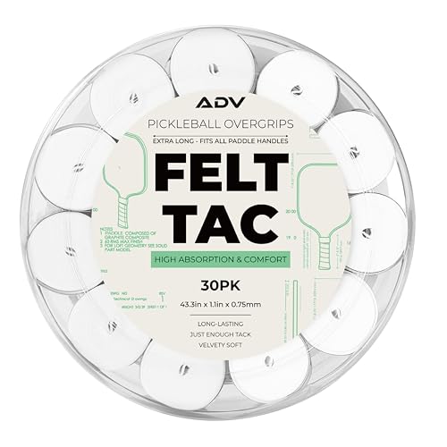 ADV Felttac Pickleball Grip Tape - 3, 6, 12, 30 Pack - Soft, Very Durable, Sweat Absorbing Pickleball Overgrip Tape - Dry & Comfortable Pickleball Paddle Grip Tape - Easy to Use & Easy to Install - color: 30-Pack White