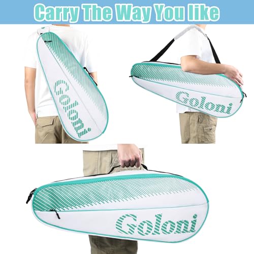 Goloni | 3 Racquet Tennis Bag, for Professional or Beginner Tennis Players, Rackets Cover Bag with Protective Pad & Lightweight | Unisex Design for Men, Women, Youth and Adults - color: Green