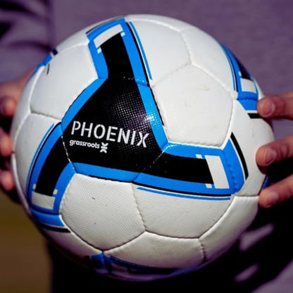 Grassroots Athletics Phoenix Professional Soccer Ball – Size 5 Handstitched Football, Textured Surface for Superior Grip & Control, Durable PU Leather, Butyl Bladder for Air Retention