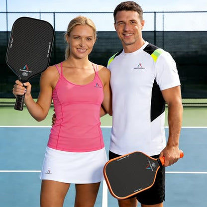 Pickleball Paddles,USAPA Approved Pickleball Paddle Set Pro | 3K Raw Carbon Fiber Textured Surface with High Grit & Spin,16mm Durable T700SC Carbon Fiber Pickle Ball Rackets for Men,Women & Families - color: Black Brown