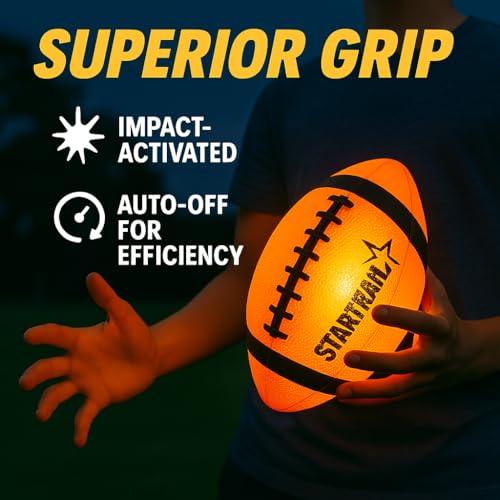 Glow in The Dark Football | Ultra-Bright Double LED Light-Up Football Size 6 with 3 Extra Batteries and Pump for Kids & Teens Ages 6+ | Outdoor Fun for Evening Play, Camping & Beach Games