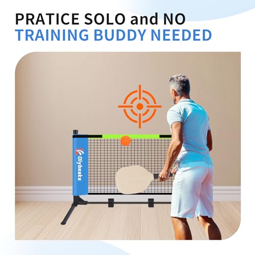 Mini Pickleball Net for Beginners Pros, Half Court Small Size Portable Pickleball Net for Driveway Backyard Outdoor Indoor with 3 Pickleballs Carry Bag, Chalk (Blue, 5ft)