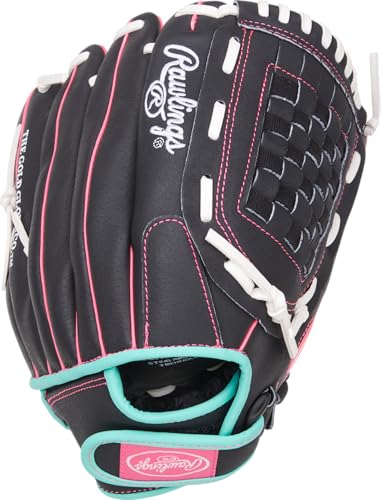 Rawlings | Sure Catch Series Youth Softball Glove - color: Black / Mint / Pink, size: 12"