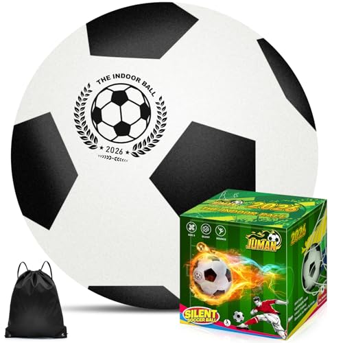 juman Silent Foam Soccer Ball (Size 5) – Airless Indoor Training Ball with Backpack, Lightweight Soft Durable Foam Ball for Quiet Dribbling Practice, Gift for Boys & Girls & Adults Soccer Fans