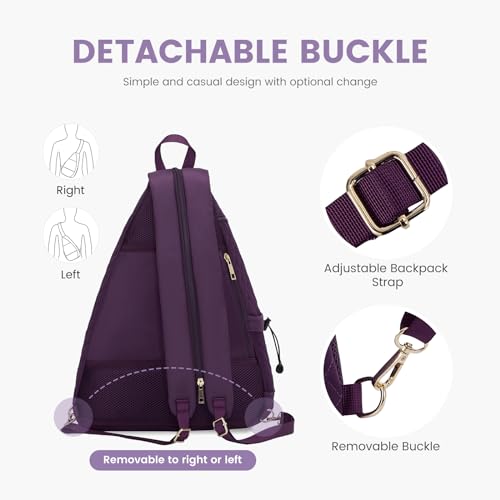 Women's Pickleball Backpack - Quilted Crossbody Sling Bag for Tennis & Pickleball Paddle - color: Purple, size: Medium