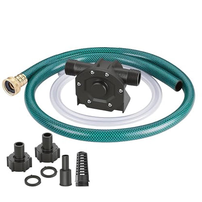 TRUPOW 750GPH Drill Powered Self-Priming Mini Hand Water Transfer Drill Pump Kit with Water Hose & Oil Hose, Filter for Home Water Oil Fluid Transfer