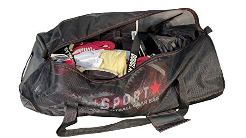 SportStar Football Equipment Gear Bag: Large Heavy Duty Mesh Travel Duffel Bag