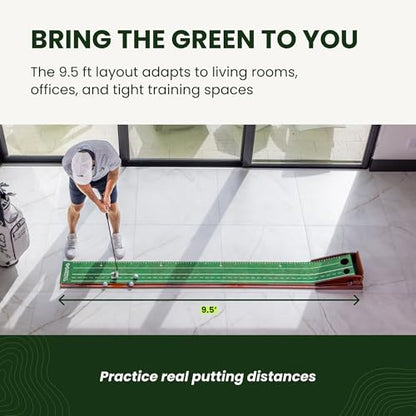 Perfect Practice Putting Mat – Indoor Putting Green for Home & Office – Golf Training Aid for Putting Practice – Premium Golf Putting Mat with Realistic Turf – Golf Gifts for Men - style: Standard (9'6")
