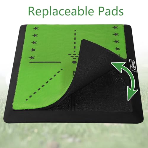 Golf Hitting Mat with Swing Path Feedback – Dual Velvet Replaceable Top, 16x12 in for Indoor/Outdoor Driving, Chipping & Putting Practice – Gift for Golfers