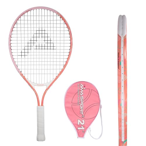 AMA SPORT Kids Tennis Racket for Junior Toddlers Starter Kit 17-25" Tennis Racquet for Girls and Boys with 420D Nylon Shoulder Strap Bag - color: Sunrise Pink, size: 21"