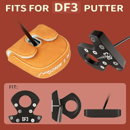 Funny Golf Club Head Cover Driver Headcover Fairway Wood Headcover Hybrid Club Head Cover Brown Monster Cookie - style: DF3 Mallet Putter