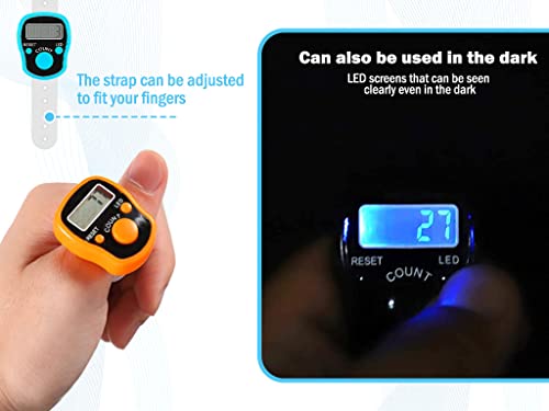 8PCS Electronic Finger Counter, LED Electronic Handheld Tally Counter, 5-Digit Counters Clicker, Lap Track Handheld Counter with Ring, for Golf Sports Fitness Exercise Warehouse(8 Colors)