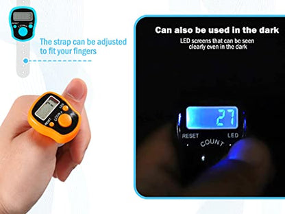 8PCS Electronic Finger Counter, LED Electronic Handheld Tally Counter, 5-Digit Counters Clicker, Lap Track Handheld Counter with Ring, for Golf Sports Fitness Exercise Warehouse(8 Colors)