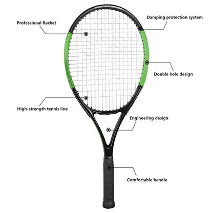KEVENZ Tennis Racket with Carring Bag,Professional Tennis Racquet for Adults, Light Weight and Shock Proof, Green…