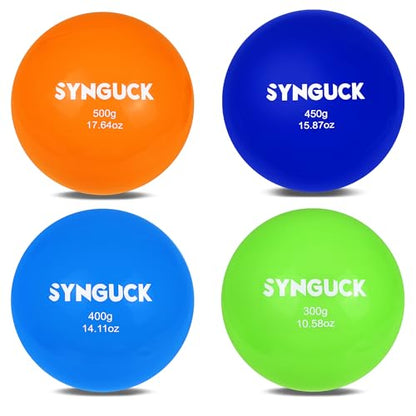 SYNGUCK 4/6 Pack Weighted Plyo Balls Set for Baseball & Softball Training - Improve Power, Pitching, Hitting - Perfect for Yoga, Fitness, Plyometrics - All Skill Levels - style: 10/14/16/18oz