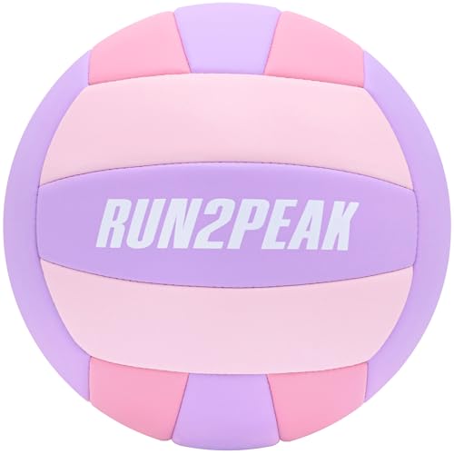 RUN2PEAK Soft Touch Volleyball Ball Gifts for Teen Girls Kids Youth Team Beginners Durable Volleyballs for Outdoor Indoor Beach Pool Water Play Official Size 5 Training Practice Volley Ball - color: Purple/Pink