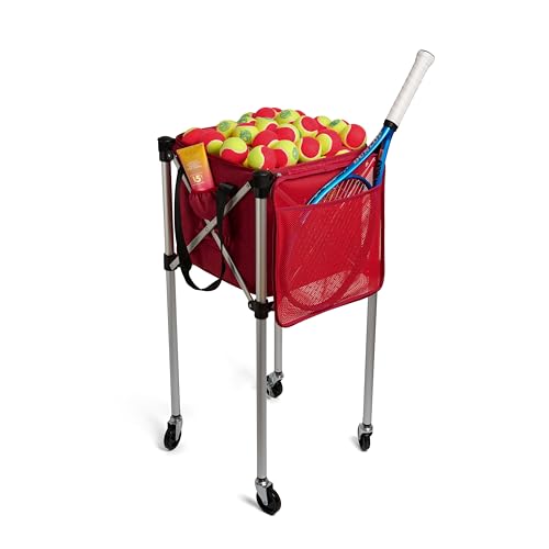 Racket Pets The Ball Tote - Replacement Bag for Tennis and Pickleball Pro Teaching Cart Hopper, Large Tote Bag For 150 Tennis Balls or 100 Pickleballs, Frame Not Included, (Red)