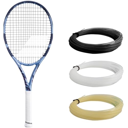 Babolat Pure Drive Team 11th Gen Tennis Racquet Strung with 16g Syn Gut at Mid-Range Tension - color: Black String, size: 4 1/4" Grip