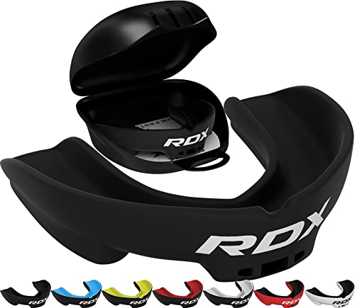 RDX Mouth Guard for Boxing MMA Kickboxing Muay Thai Judo Karate - Adult Gum Shield Mouthpiece Jaw Protector with Storage Case, Martial Arts Football Lacrosse Hockey Contact Sports - Above 12 Years Age - color: Black, size: Adult Above 12 Year
