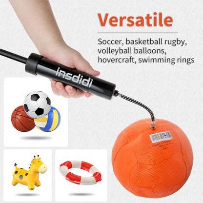 Ball Pump for Sports Balls, Portable Hand Air Pump with 8 Needles 2 Nozzle 1 Extension Hose for Basketball Soccer Football Volleyball Water Polo Rugby and More