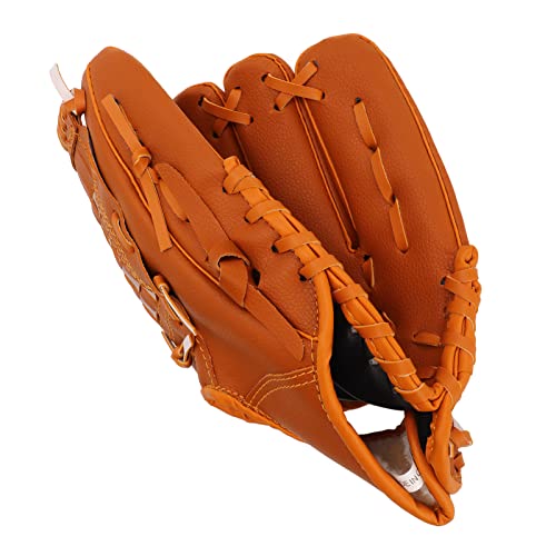 Acouto Premium PVC Sport Baseball Gloves Brown Pitcher Mitt for Kids and Adults Training 10.5in Outdoor Use (10.5 Inch)