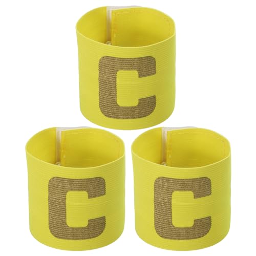PATIKIL 9.4x2.5 Soccer Captain C Armband, 3 Pack Nylon Unisex Elastic Arm Badge Adjustable for Youth Adult Team Training, Yellow