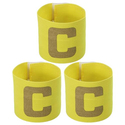 PATIKIL 9.4x2.5 Soccer Captain C Armband, 3 Pack Nylon Unisex Elastic Arm Badge Adjustable for Youth Adult Team Training, Yellow