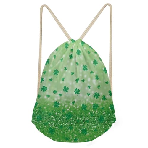 Mumeson St. Patrick's Day Leaves Gym Bag Drawstring Bag Small Shoulder Bag Women Crossbody Bag Backpack with Strap - color: St. Patrick's Day Leaves Pattern