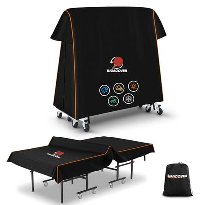 Ping Pong Table Cover Outdoor Waterproof, Premium Table Tennis Table Cover with PU Coating , All Weather Protection for Foldable Standard 9x5 Ft Tables
