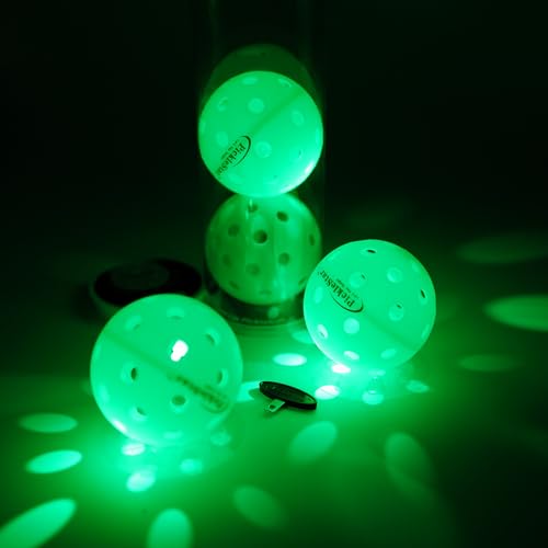 PickleStar Gen 2 Premium LED Pickleball Balls - Next-Generation Glow & Perfectly Balanced Bounce for Advanced Players, Robust and Reliable, 4 Pack with Long-Life Batteries - color: Neon Green