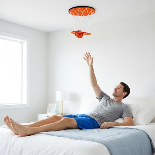 Hanging Indoor Basketball Hoop On Ceiling Sport Swish Hoops with Ball