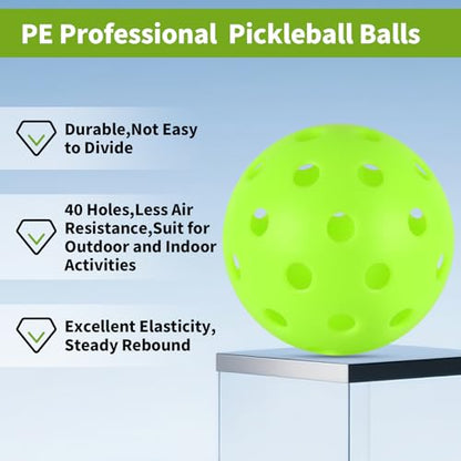 4/6/12/20/50/100 pcs Pickleball Balls,40 Hole Outdoor Pickleball Balls,8mm Precision Drilled-Spaced Pickle Ball Set-Profession Plastic Ball for Pickleballs Paddles and Indoor Floor Sport Court