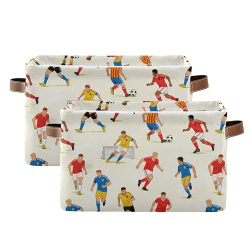 KLL Football Sport Soccer storage baskets, Foldable and waterproof organizers and storage basket with sturdy handle tubs Decoraciones 2 pack for shelves shelves blanket