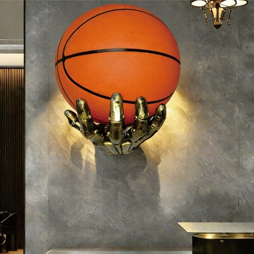 Basketball Ball Storage Holder for Wall Lightweight Resin Display Rack - Football, Volleyball Shelves for Wall Man Cave Decor - Autograph Basketball Coach Gifts, Golden - color: Golden