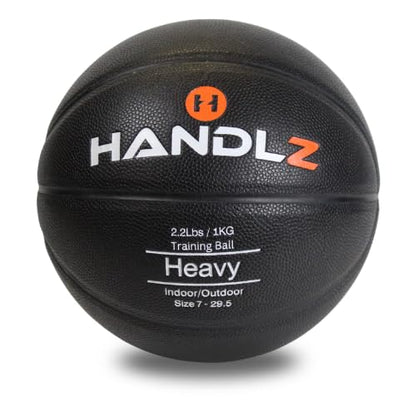 Handlz Weighted Training Basketball, 2.2 lb Heavy Practice Ball – 29.5” Size 7 Weighted Basketball for Ball Handling, Dribbling, Passing & Shooting Strength – Durable Indoor & Outdoor Equipment