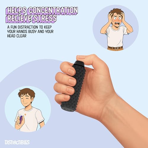 Distractibles Spike Roller Clicker, Tactile Pain Stim Fidget with Clicker Switch, Pain Stimulation Roller with Lanyard (Black + NEON Harmony) - color: Black + Neon Harmony