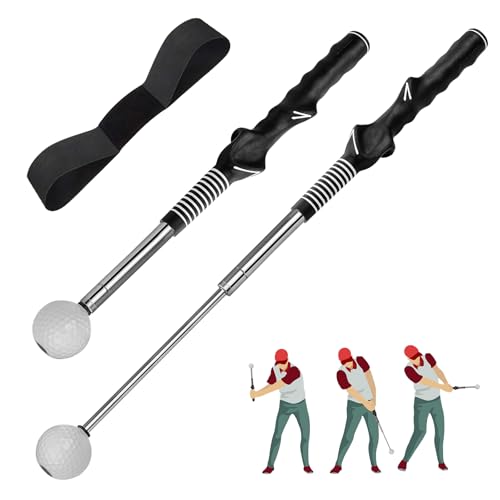 Golf Swing Trainer & Grip Trainer – Retractable Telescopic Practice Stick with Auditory Click Feedback, Flexible Tempo & Chipping Aid for Right-Handed Golfers, Indoor/Outdoor Use